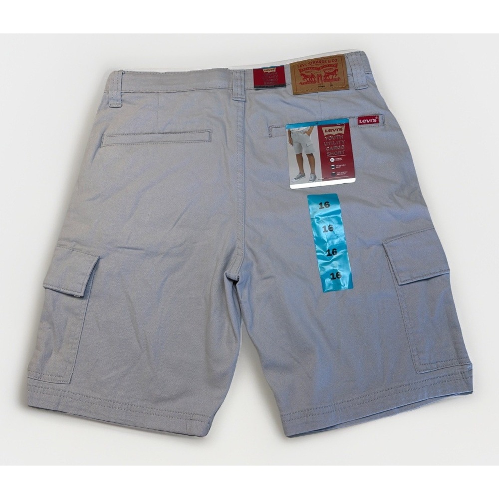 Boys Size 16 Levi's Youth Boys' Cargo Shorts Adjustable Waistband Pockets Gray